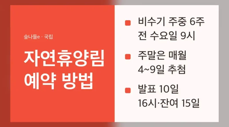 자연휴양림 예약 방법: 숲나들e에서 합니다