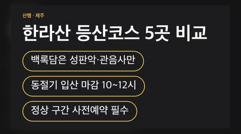 한라산 등산코스, 길이와 시간은