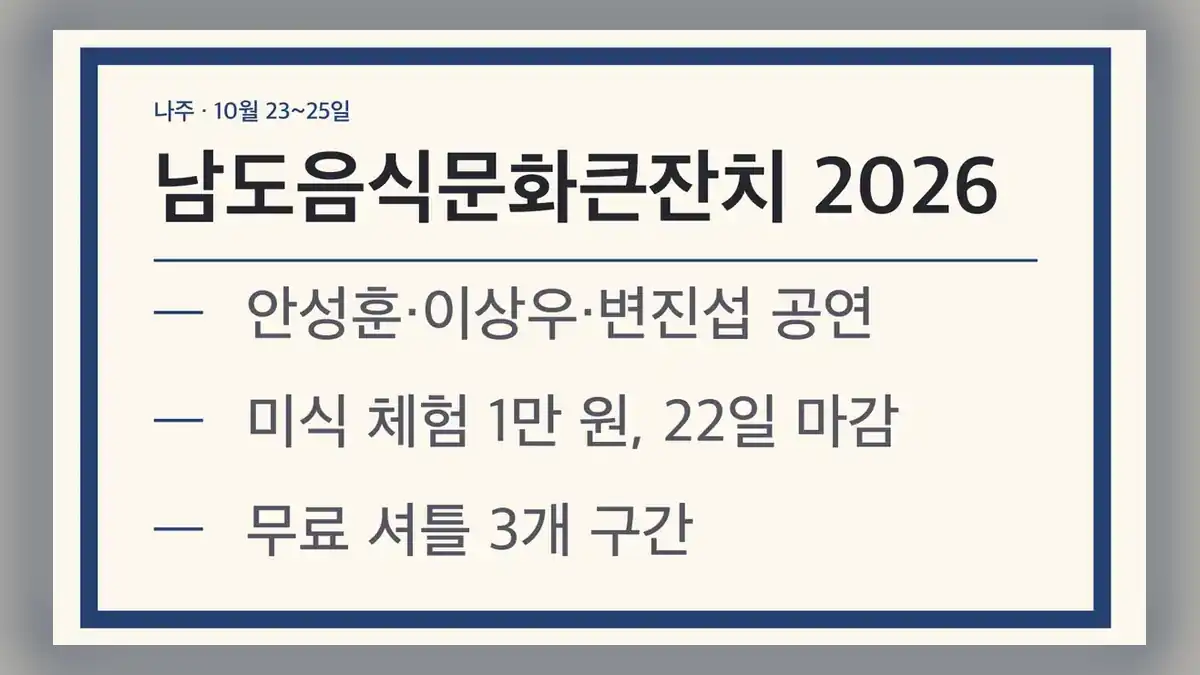 남도음식문화큰잔치 예약 전에 볼 기본 정보