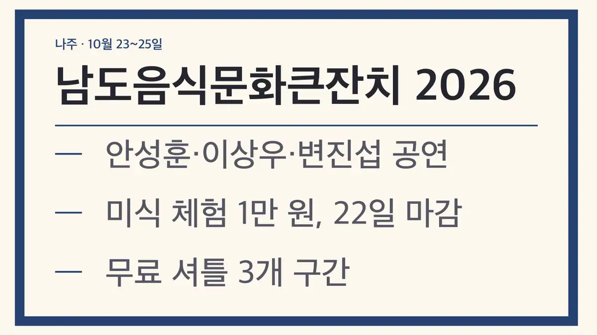 남도음식문화큰잔치 예약 전에 볼 기본 정보