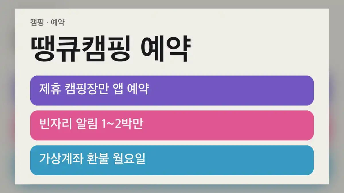 땡큐캠핑 예약, 앱에서 바로 되는 곳과 안 되는 곳