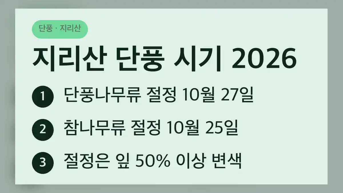 지리산 단풍 시기 2026 핵심 정리