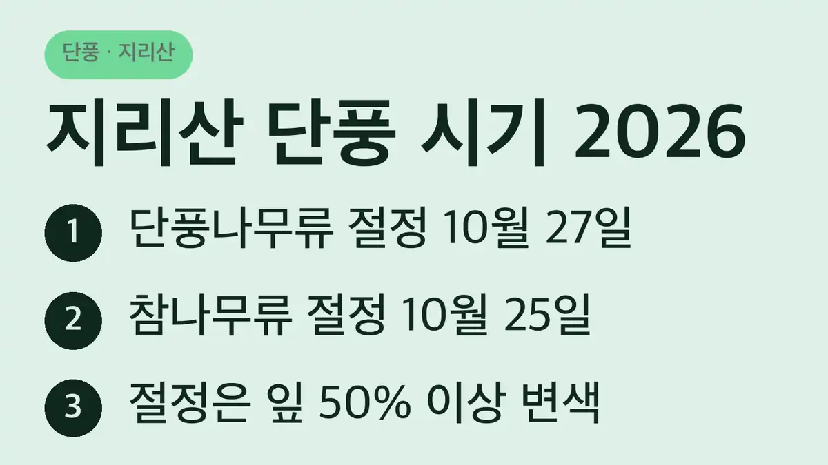 지리산 단풍 시기 2026 핵심 정리