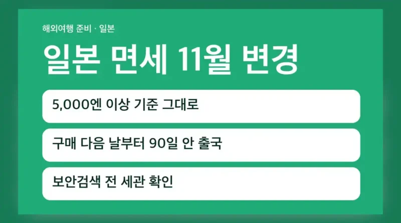 일본 면세 변경 2026년 11월 1일 판매분부터 달라지는 점