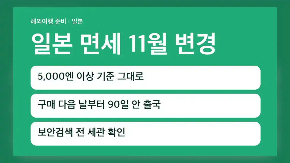 일본 면세 변경 2026년 11월 1일 판매분부터 달라지는 점