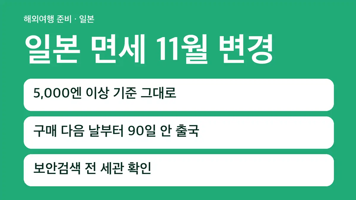일본 면세 변경 2026년 11월 1일 판매분부터 달라지는 점