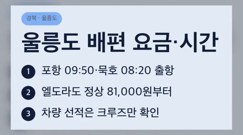 울릉도 배편 한눈에 비교